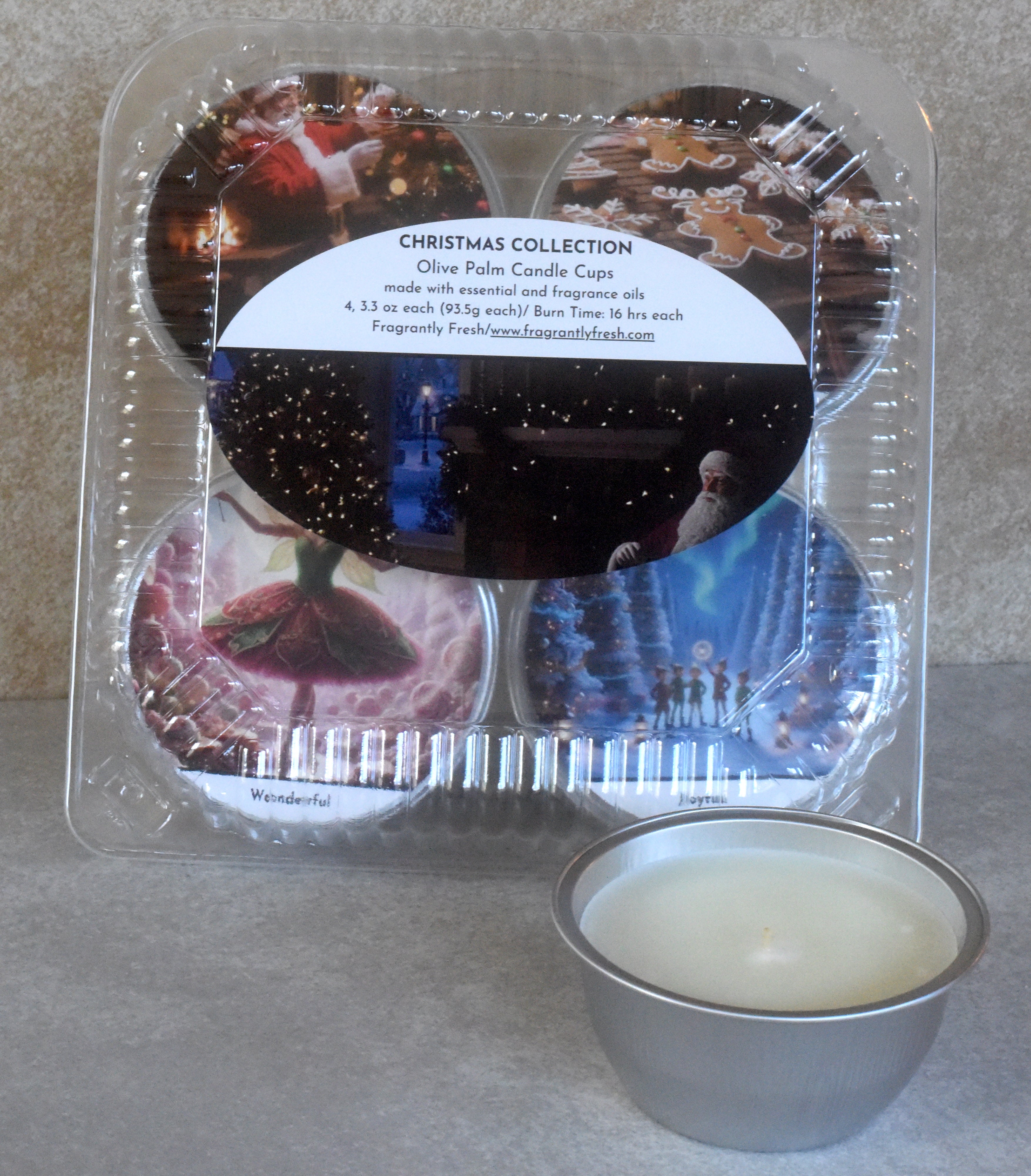 Candle Cups 4 Pack - Christmas