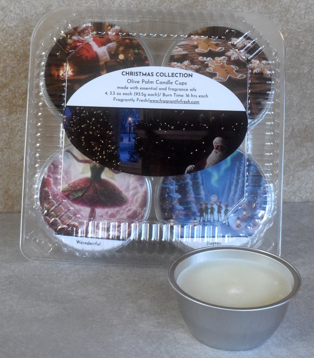 Candle Cups 4 Pack - Christmas