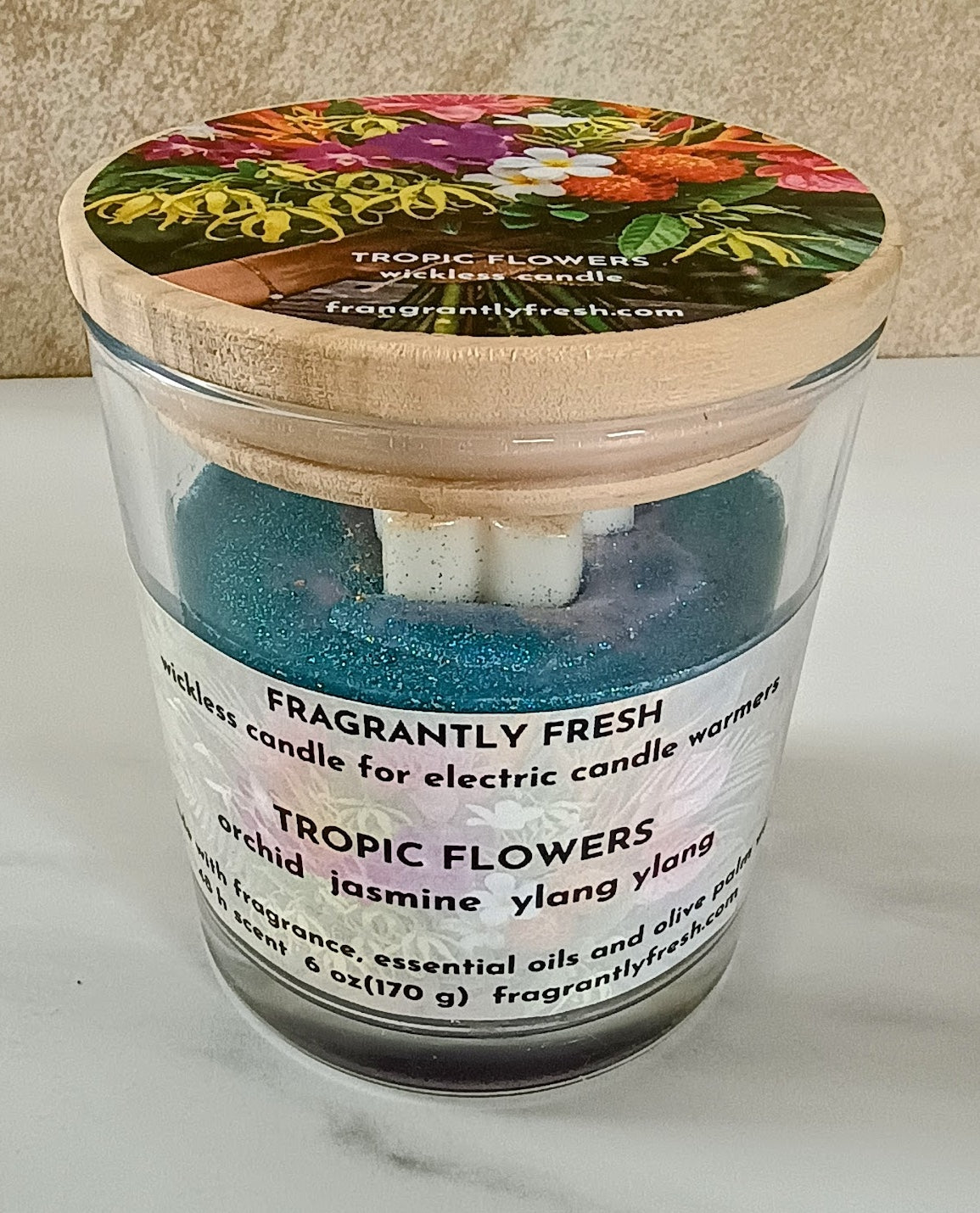 Tropic Flowers Handcrafted Wickless Jar Candle