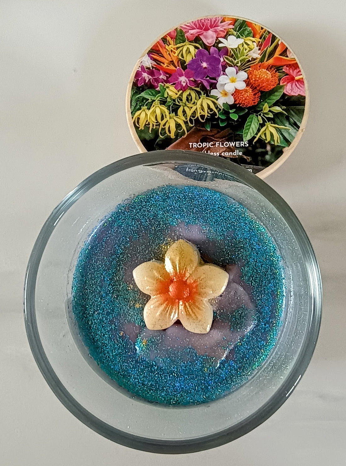 Tropic Flowers Handcrafted Wickless Jar Candle
