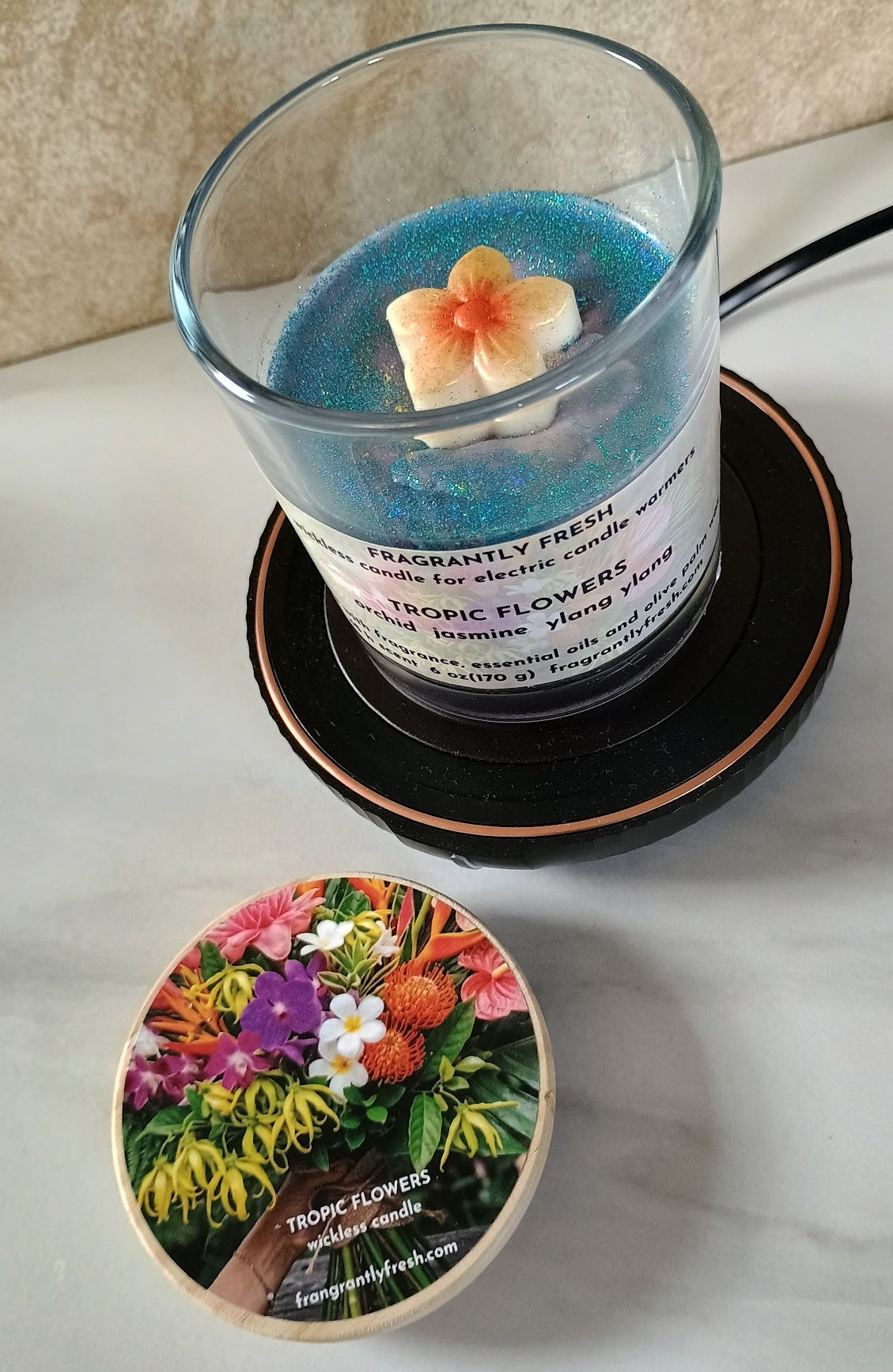 Tropic Flowers Handcrafted Wickless Jar Candle
