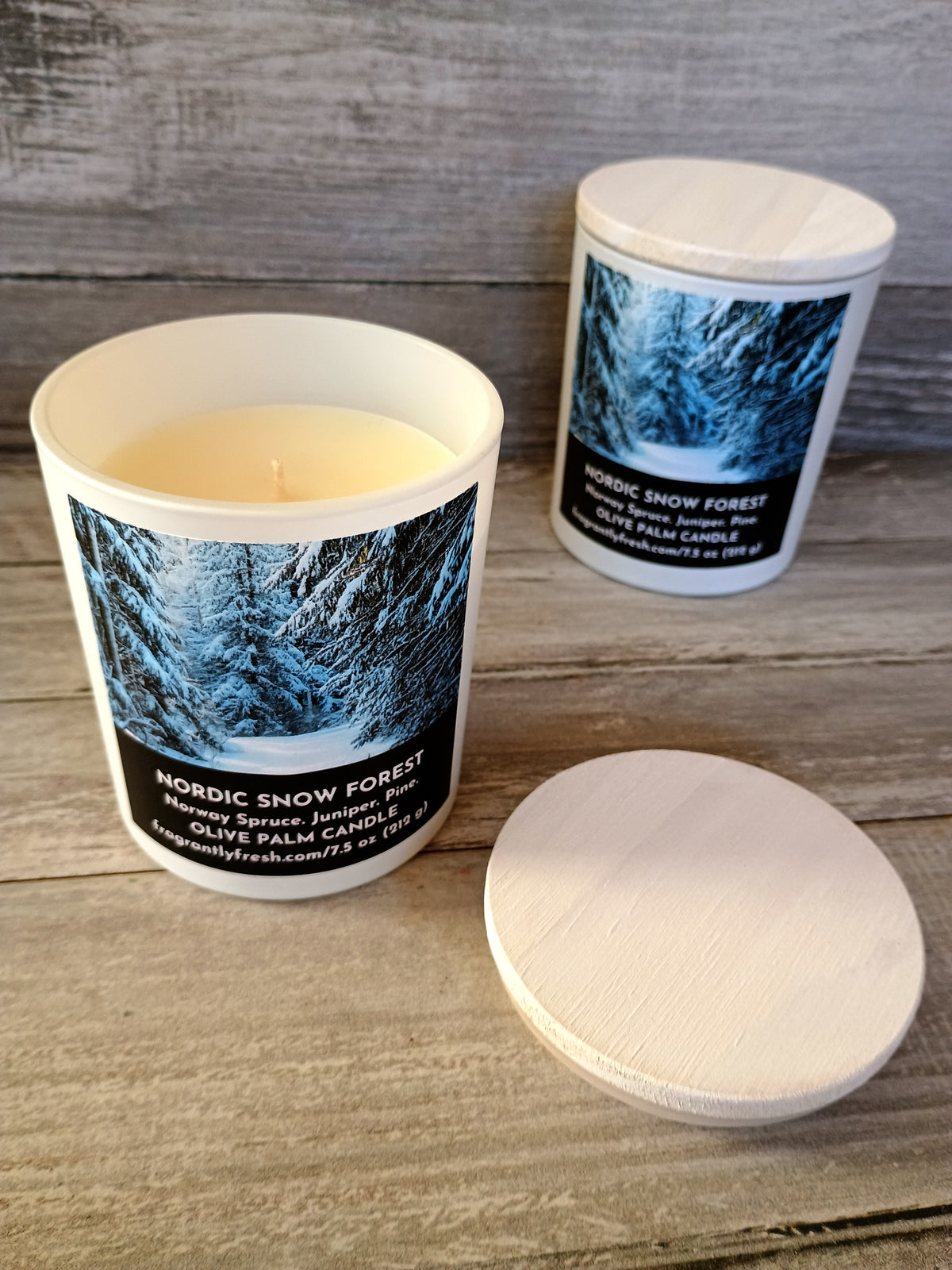 NORDIC SNOW FOREST (7.5 oz Palm &amp; Olive Wax Candle)